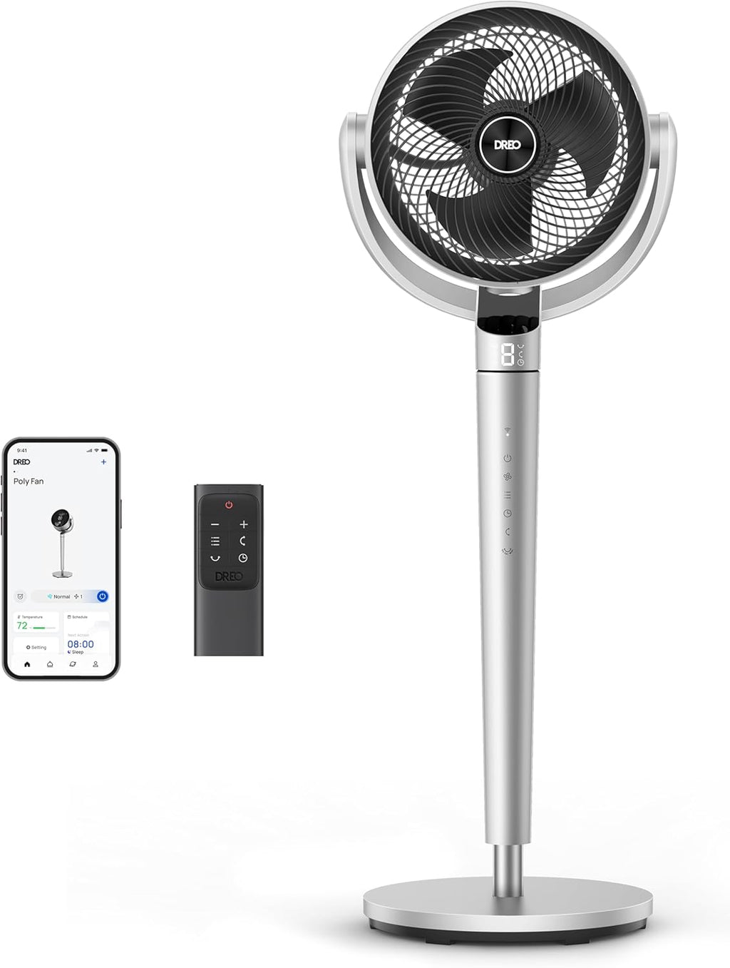 43'' Smart Wi-Fi/Alexa Control Pedestal Fan Bundle with 80Ft Whole Room Air Circulator and Remote Control