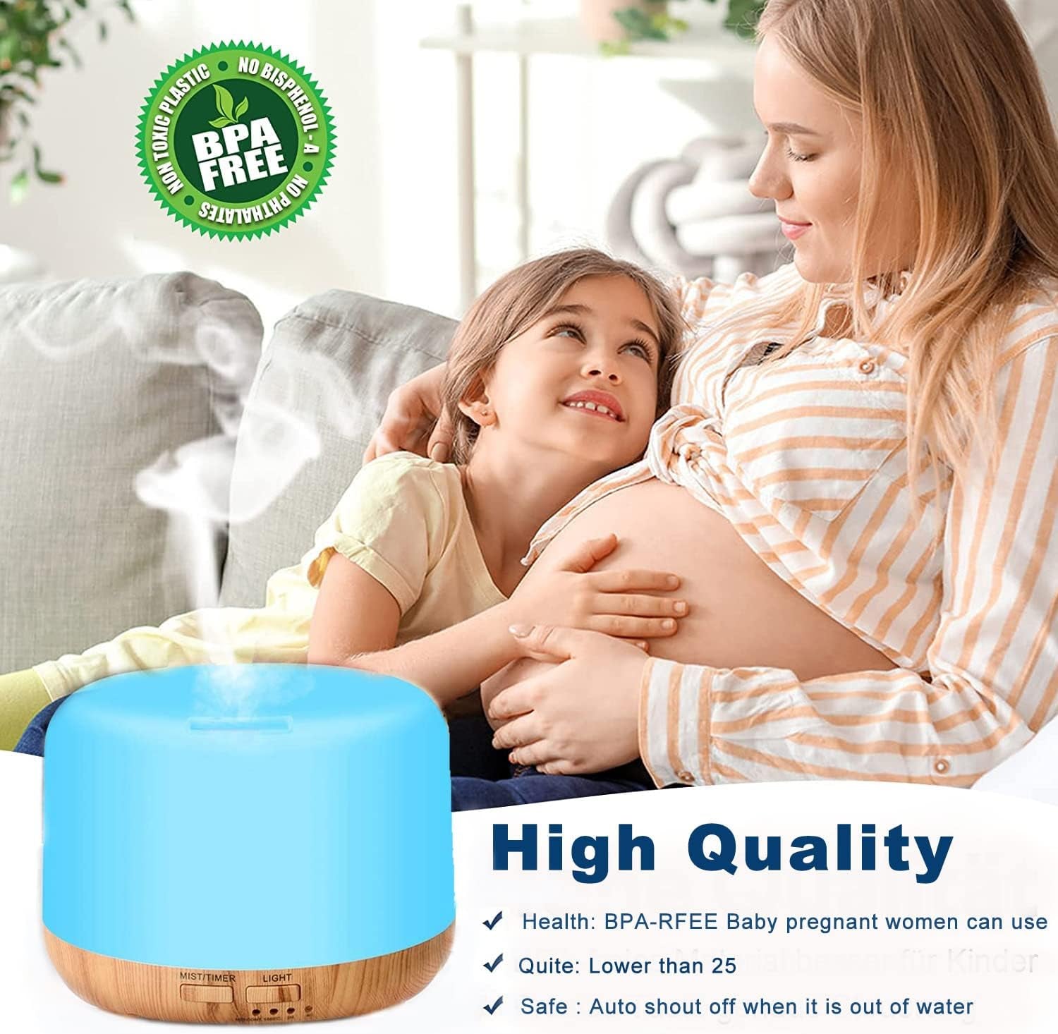 Essential oils Diffuser Humidifier 300Ml,Electric Ultrasonic Air Aroma Diffusers Vaporizer,Scent Mist Defuser with Remote,Auto-Off,7Led Color Changing Light for Large Bed Room,Home,Office