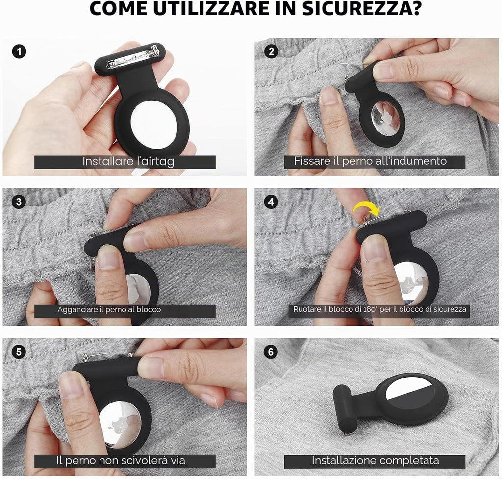 Tracker GPS Nascosto Airtag, Airtag per Bambini, Anziani, Animali Domestici, Abbigliamento, Più Sicuro Di Airtag, Portachiavi Airtag E Collana Airtag (Nero&Blu&Grigio&Rosa)
