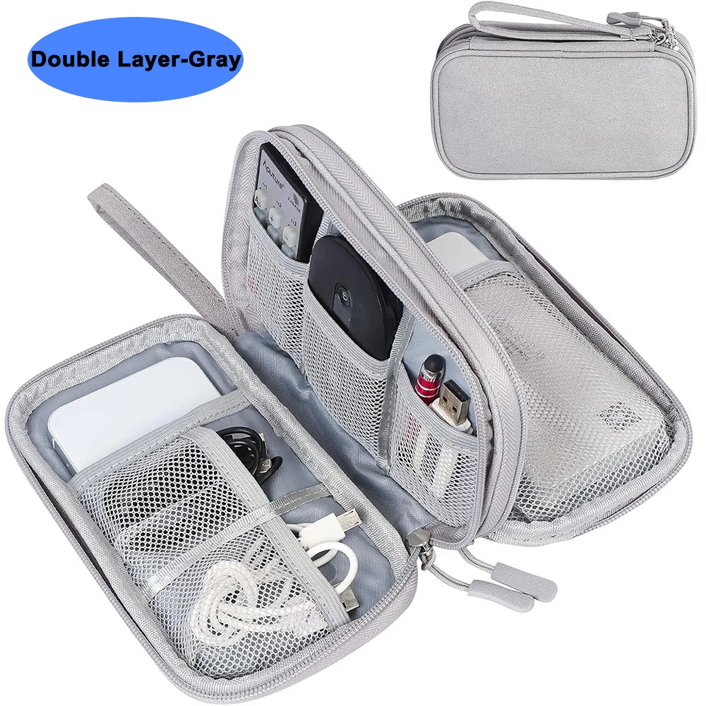 Waterproof Electronics Organizer Bag – Travel Cable & Accessories Storage Pouch