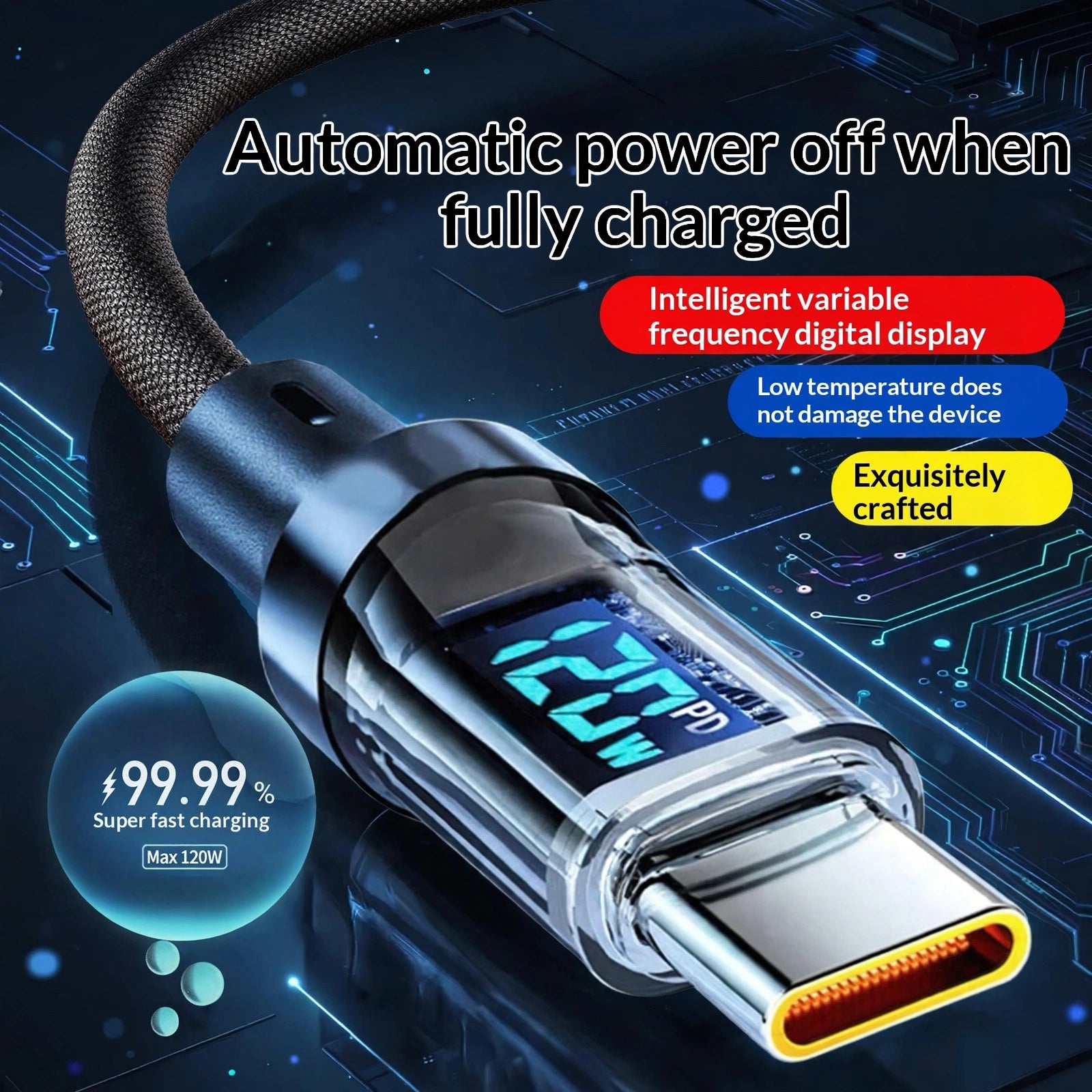 240W USB-C Cable with Digital Display | Ultra Fast Charging