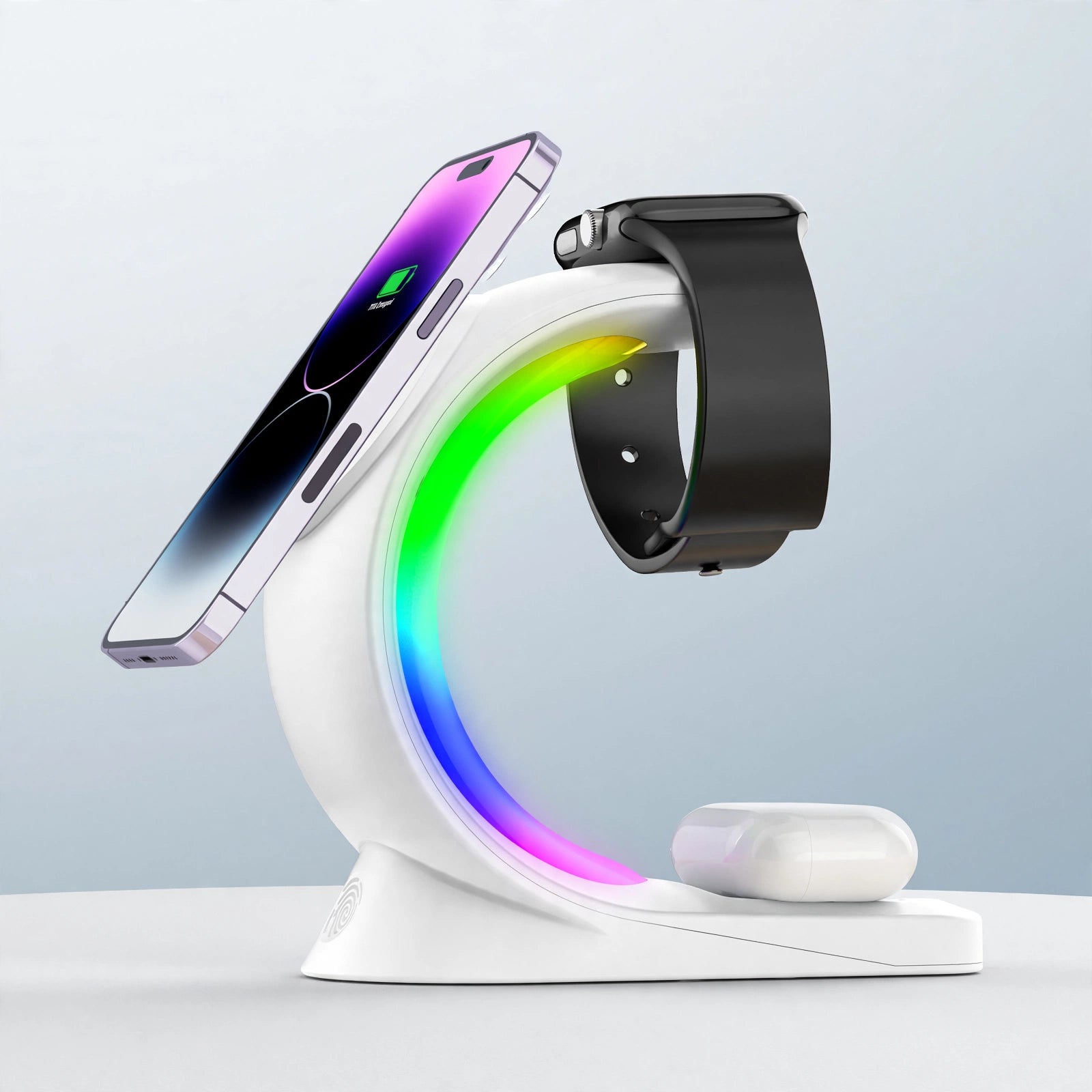 4-in-1 Magnetic Wireless Charger – Fast Charging Station with RGB Light for iPhone, AirPods & Apple Watch