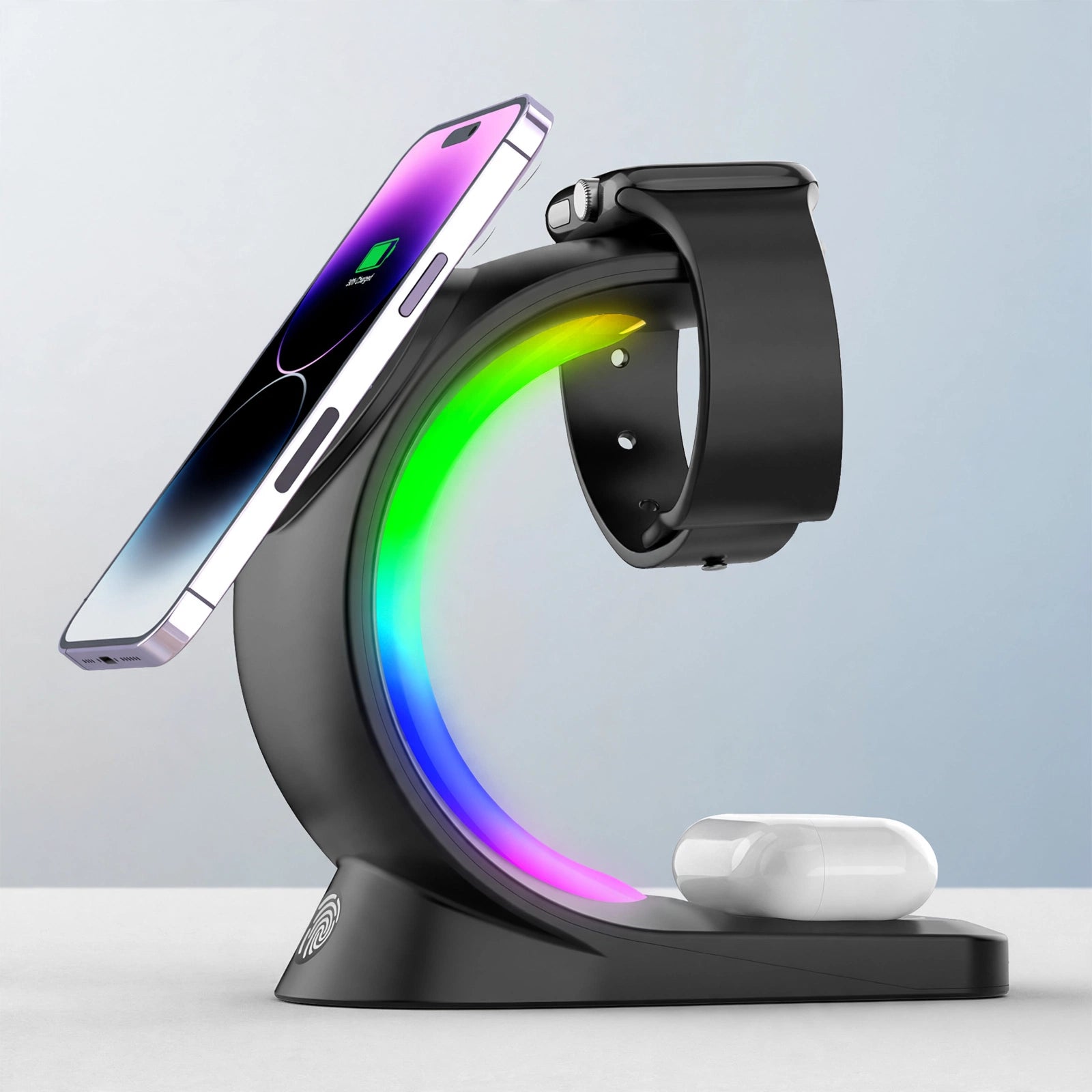 4-in-1 Magnetic Wireless Charger – Fast Charging Station with RGB Light for iPhone, AirPods & Apple Watch